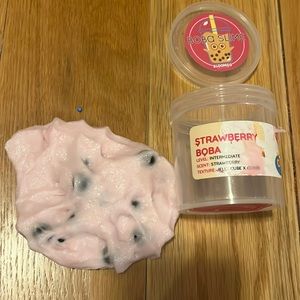 Strawberry boba slime